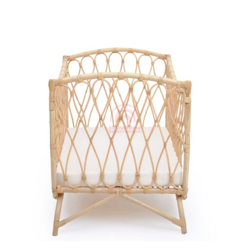 Syekila Rattan Baby Cot - front view