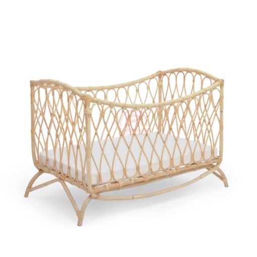 Syekila Rattan Baby Cot - perspective view